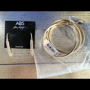 ABS pave drop earrings with 3 bangle set